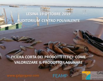 Lesina - Sala convegni Centro Polifunzionale- 19 Ottobre 2019 ore 11.30 "FILIERA CORTA DEI PRODOTTI ITTICI: COME VALORIZZARE IL PESCATO LAGUNARE"
