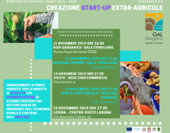 Bando “Creazione start-up extra-agricole” - Secondo ciclo di incontri di presentazione sul territorio