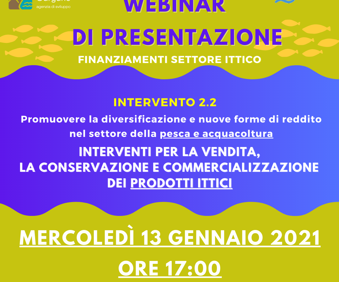 Webinar finanziamenti per il settore ittico: intervento 2.2