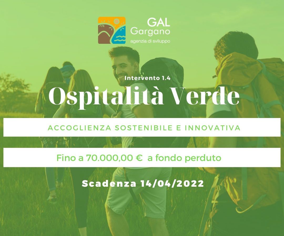 Nuova apertura Intervento 1.4 - Ospitalità verde: accoglienza sostenibile e innovativa
