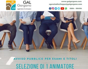 AVVISO PUBBLICO PER ESAMI E TITOLI PER LA SELEZIONE DI N. 1 ANIMATORE